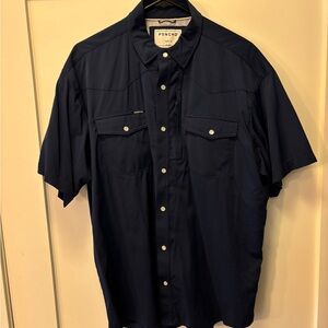 Poncho Men's Navy Casual Button-Down Shirt
